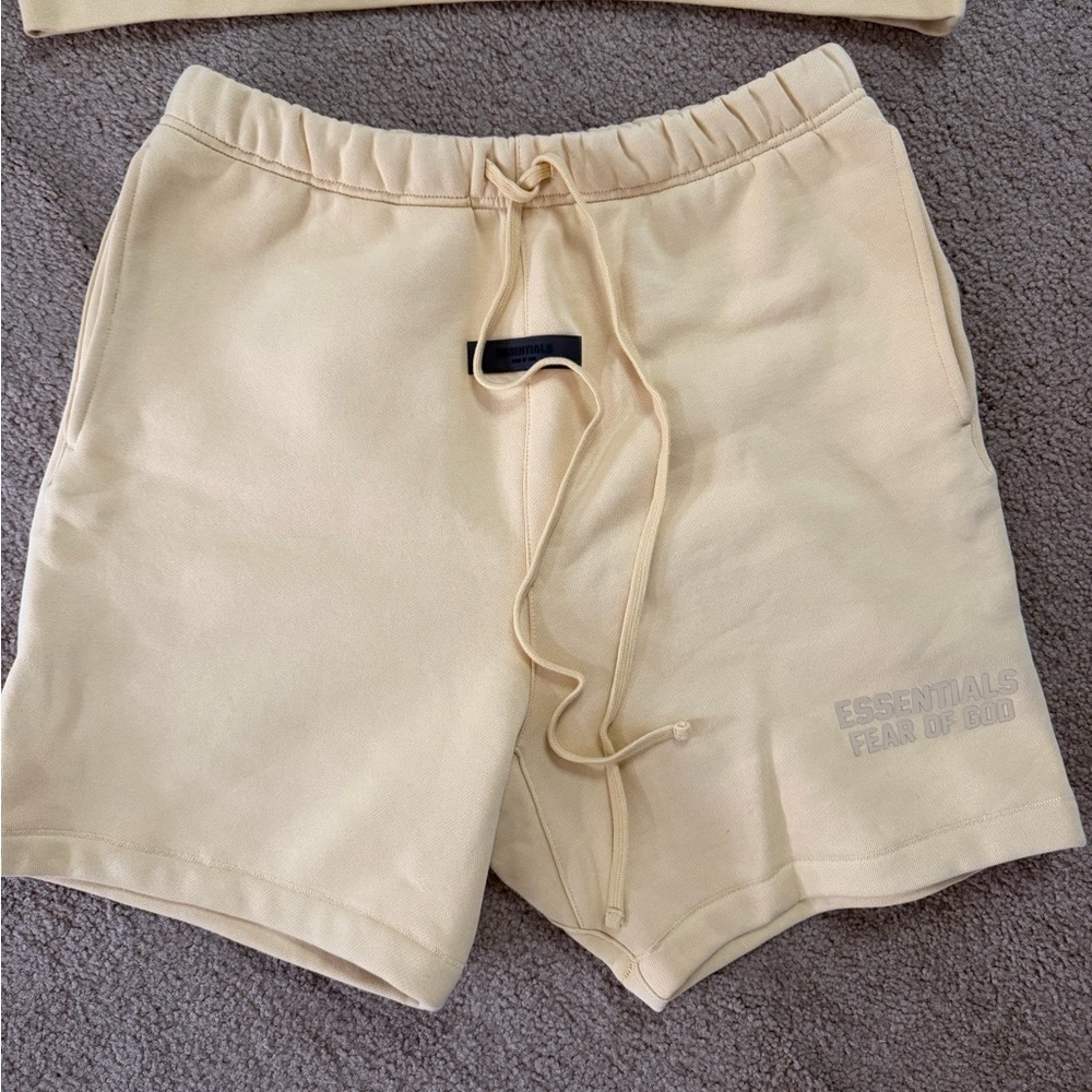 Fear of God Essentials Yellow Hoodie and Shorts Set - Picture 2 of 7